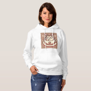 Wholesome Cat & Coffee-Cute Kawaii Kitty in Teacup Hoodie