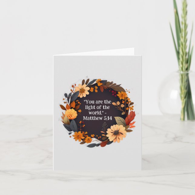 Wholesome Strawflower Wreath Faith Religious Blank Card (Front)