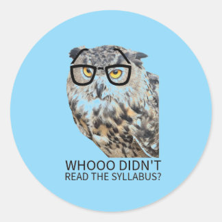 Whoo didn't read the syllabus? classic round sticker