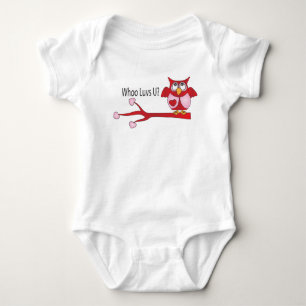 Whoo Loves You Valentine Baby Bodysuit