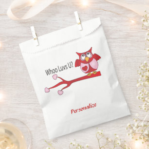 Whoo Loves You Valentine Owl  Favour Bag