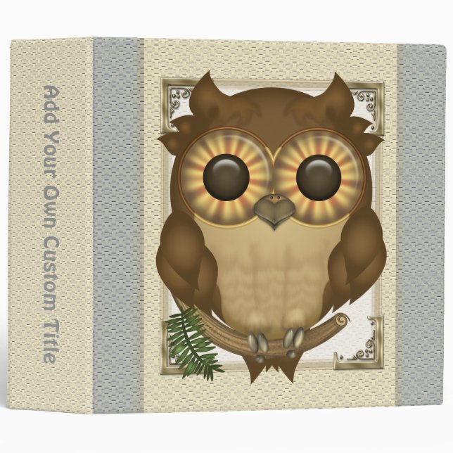 Whoolio le hibou mignon 2" classeur fait sur (Devant/Côté)