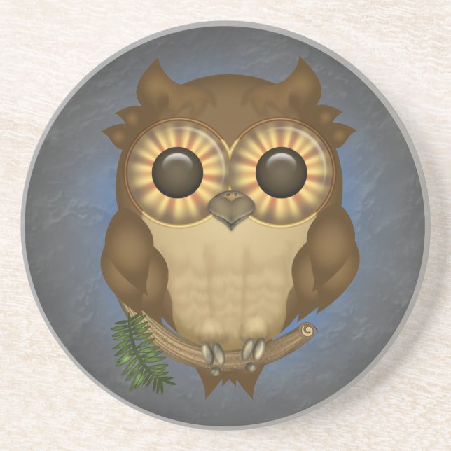 Whoolio The Cute Owl Sandstone Coaster (Front)