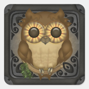 Whoolio The Cute Owl Square Stickers