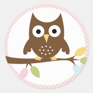 {whooo is having a baby?} classic round sticker