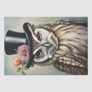 Whooo Wears It Best? Owl in Top Hat Decoupage Tissue Paper
