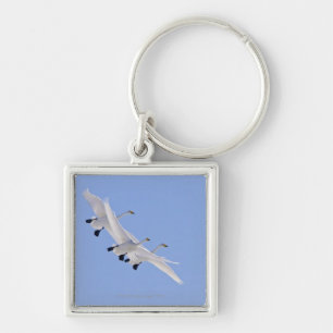 Whooper Swans flying in the sky Keychain