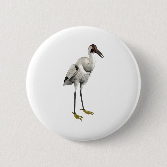 Whooping Crane 2 Inch Round Button (Front)