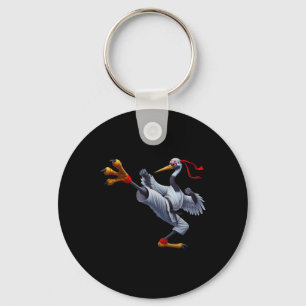 Whooping Crane In The Famous Karate Crane Kick Mov Keychain