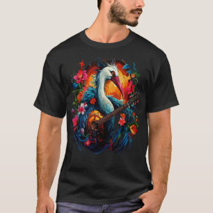 Whooping Crane Playing Guitar T-Shirt