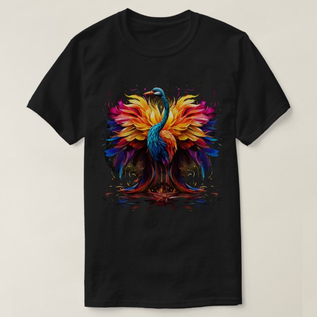 Whooping Crane Rainbow T-Shirt (Design Front)
