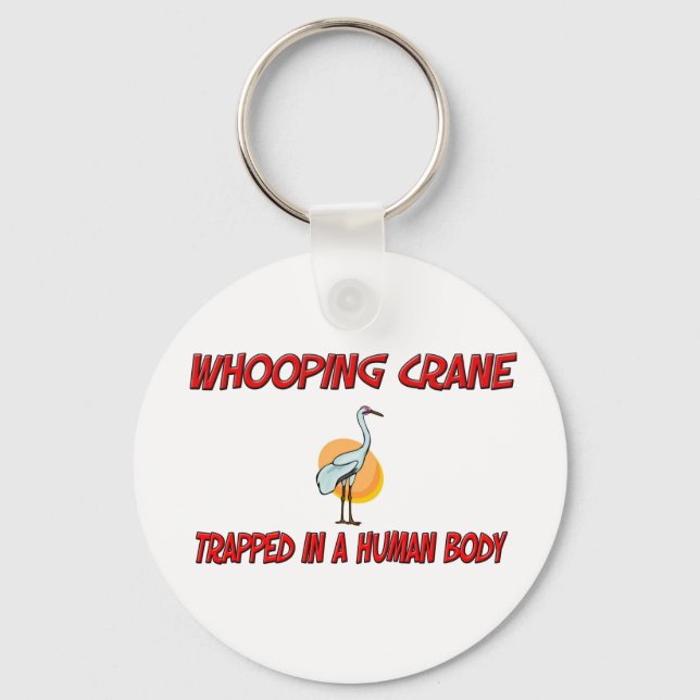 Whooping Crane trapped in a human body Keychain (Front)