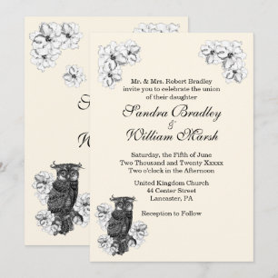 Whoo's Getting Married Cream Wedding Invitation