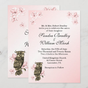 Whoos Getting Married Pink Owl Wedding Invitation