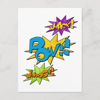 Whoosh Whack Pow Comic Postcard