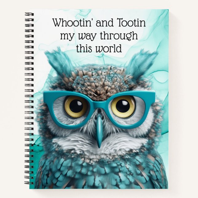 Whootin and Tootin Owl Tourette's Custom Notebook (Front)