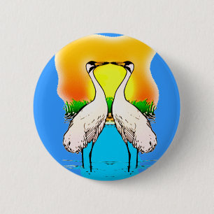 Whopping Cranes in Love 2 Inch Round Button