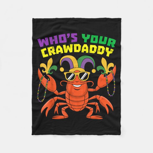 Who's crawdaddy crawfish jester beads mardi gras fleece blanket (Front)