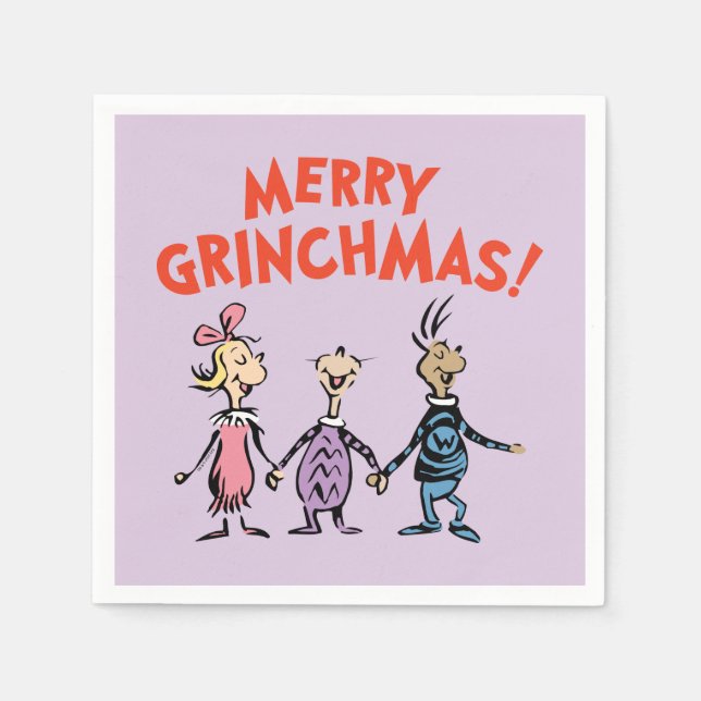 Whos Holding Hands Merry Grinchmas Napkin (Front)