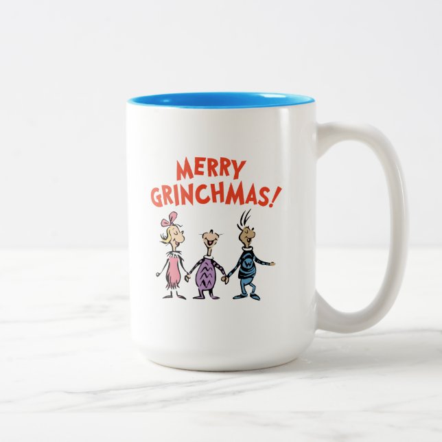 Whos Holding Hands Merry Grinchmas Two-Tone Coffee Mug (Right)