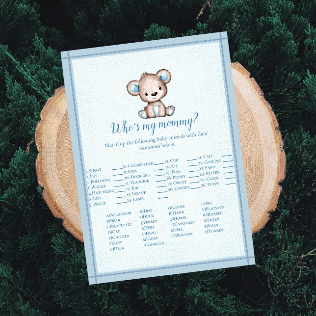 Who's My Mommy Cute Brown Bear Baby Game Card (Creator Uploaded)