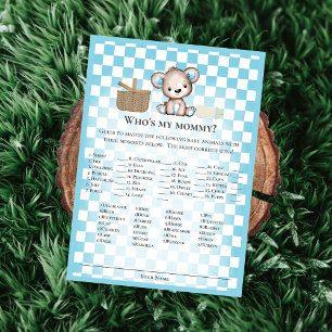 Who's My Mommy Cute Teddy Bear Baby Game Card