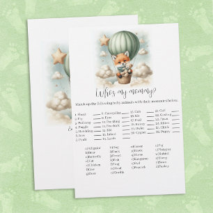 Who's My Mommy Fox Baby Shower Game Card