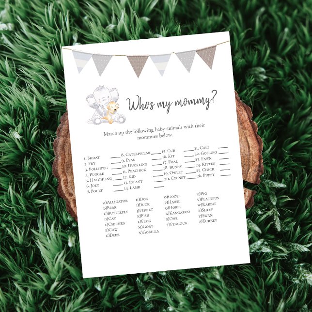 Who's My Mommy Game Baby Elephant Card (Creator Uploaded)