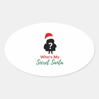 Who's My Secret Santa Christmas Oval Sticker