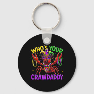 Whos Your Crawdaddy Crawfish Jester Bead Hat Mardi Keychain