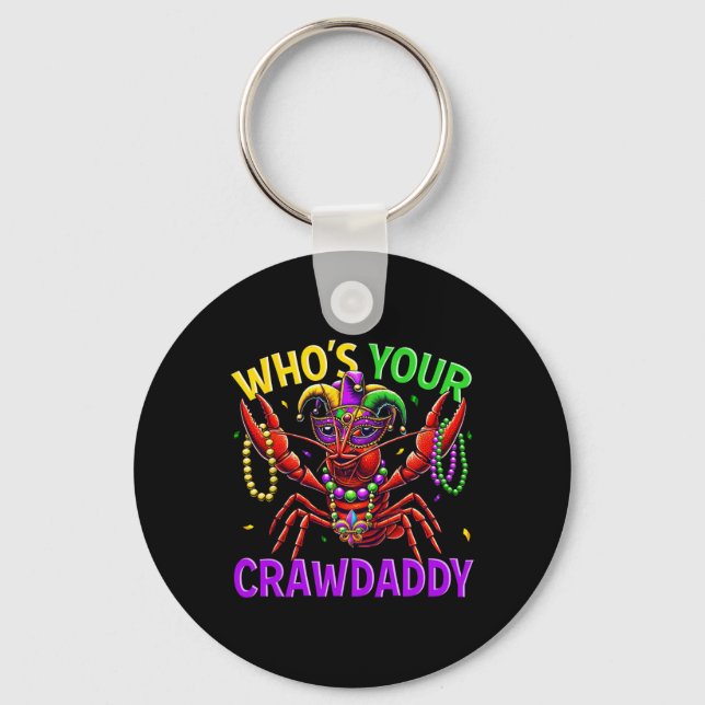 Whos Your Crawdaddy Crawfish Jester Bead Hat Mardi Keychain (Front)