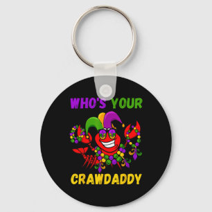Who's Your Crawdaddy Crawfish Jester Beads Funny M Keychain