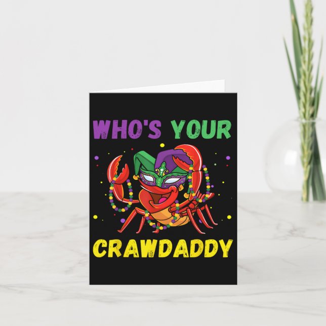 Whos Your Crawdaddy Crawfish Jester Beads Funny Ma Card (Front)