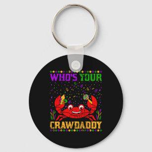 Whos Your Crawdaddy Jester Crawfish Beads Mardi Gr Keychain