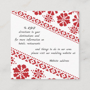 Wht and Red Tatreez Wedding Information Enclosure  Card