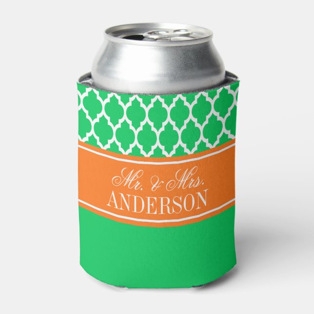 Wht Moroccan #4 CB Pumpkin Name Wedding Can Cooler (Can Front)