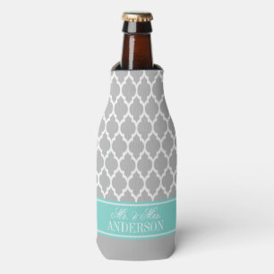 Wht Moroccan #4 CB Turquoise Name Wedding Bottle Cooler