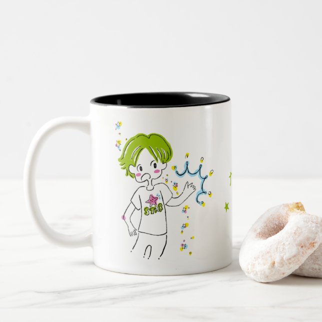 Why did you do that!! Boy, Konmi no Tsukomi Two-Tone Coffee Mug (With Donut)