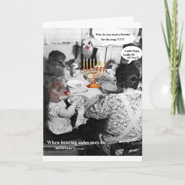 Why do you need a dreidel for the soup? Ladle papa Holiday Card (Front)