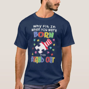 Why Fit In Autism Dad Birthday Puzzles T-Shirt