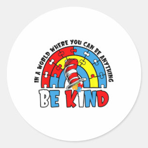 Why Fit In Doctor Teacher Cat In Hat Cool Autism A Classic Round Sticker