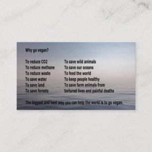 Why Go Vegan? Business-type card. Business Card