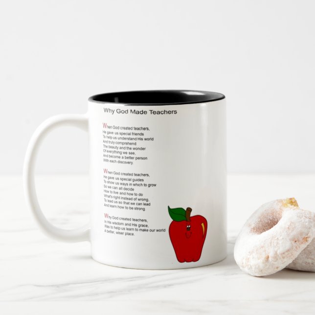 **WHY GOD MADE TEACHERS** Two-Tone COFFEE MUG (With Donut)