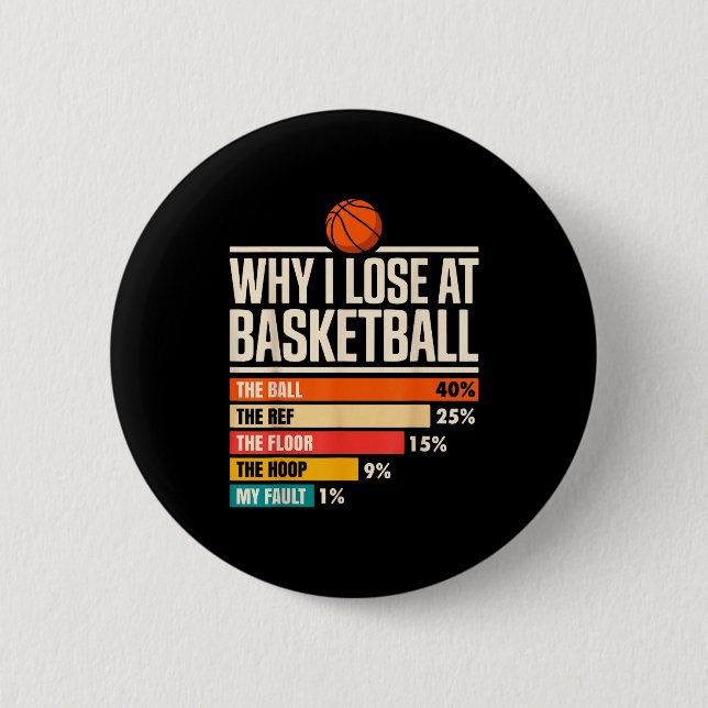 Why I Always Miss Funny Chart Basketball Hoop  2 Inch Round Button (Front)