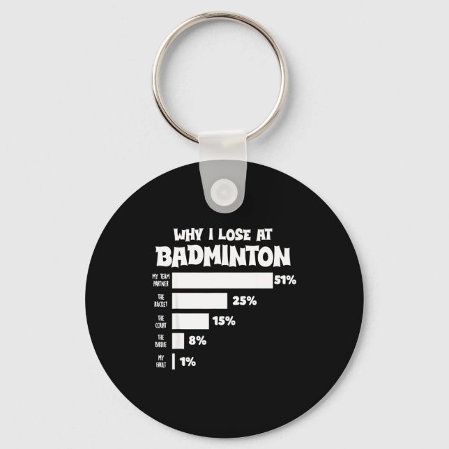 Why I Lose At Badminton Funny Excuses Shuttle Bird Keychain (Front)
