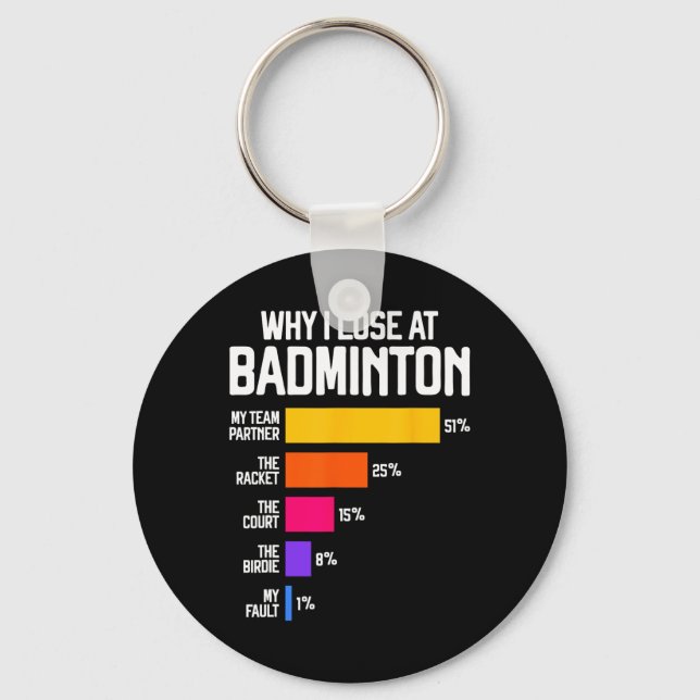 Why I Lose At Badminton Funny Excuses Shuttle Bird Keychain (Front)