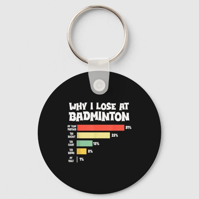 Why I Lose At Badminton Funny Excuses Shuttle Bird Keychain (Front)
