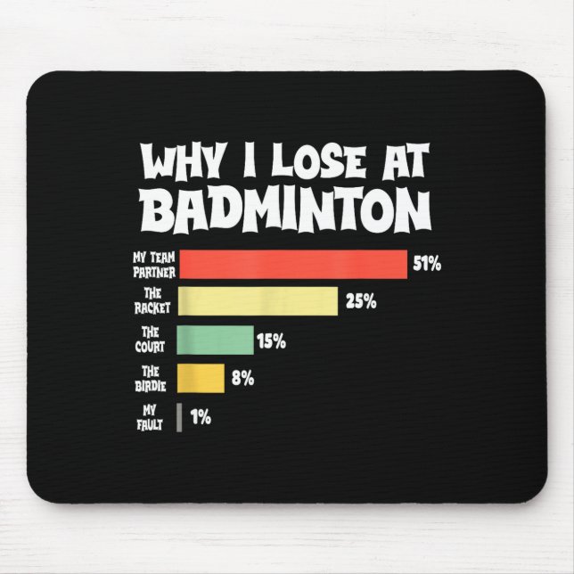 Why I Lose At Badminton Funny Excuses Shuttle Bird Mouse Pad (Front)