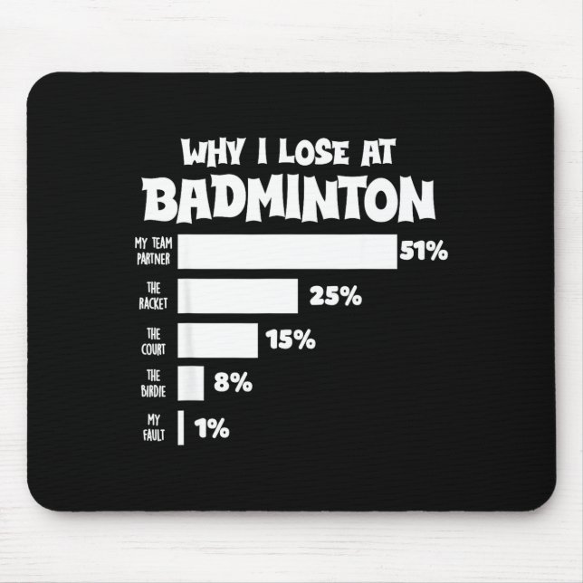 Why I Lose At Badminton Funny Excuses Shuttle Bird Mouse Pad (Front)