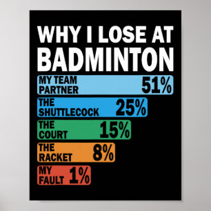 Why I Lose At Badminton Funny My Fault 1 Poster